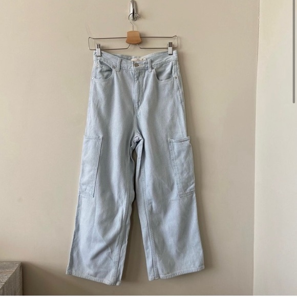 Levi’s-high Waisted Utility Wide Leg Crop Jeans (Size:27) - Picture 2 of 8
